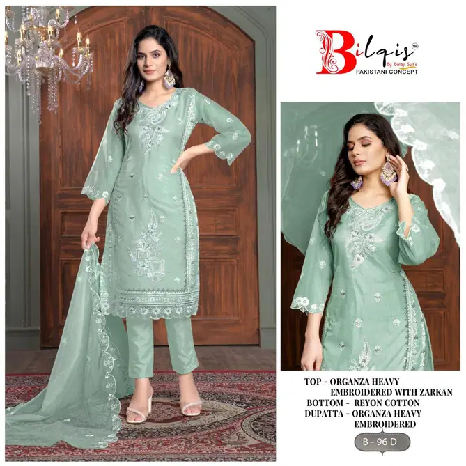 Bilqis B 96 A To D Organza Pakistani Suits Wholesale Price In Surat
